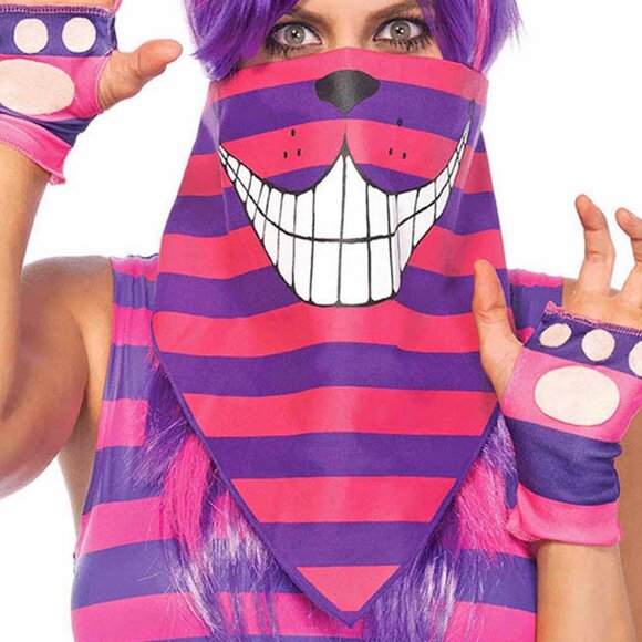 Cheshire Cat Bandana Womens One Size Halloween Cosplay Roleplay DIY Mask - Picture 1 of 3